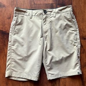 Quiksilver Men’s Khaki Amphibians Hybrid Shorts - Size 29, 8” Inseam, EUC